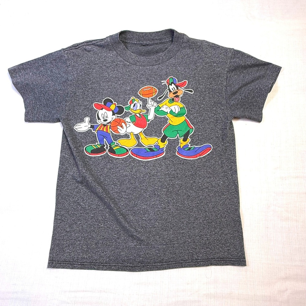 Vtg Disney Characters Mickey Donald Goofy T Shirt Single Stitch 80s 90s Gray Tee